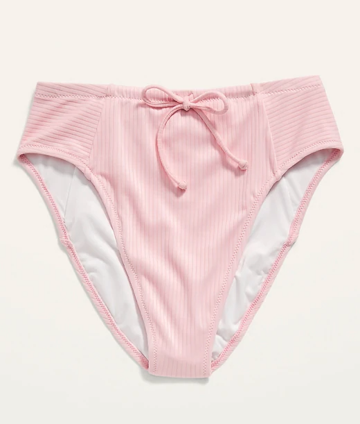 High-Waisted Textured-Rib Drawstring Swim Bottoms. Image via Old Navy.