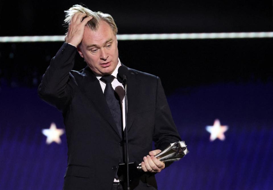 PHOTO: Christopher Nolan receives the best director award for 'Oppenheimer' during the 29th Annual Critics Choice Awards in Santa Monica, Calif., Jan. 14, 2024. (Mario Anzuoni/Reuters)