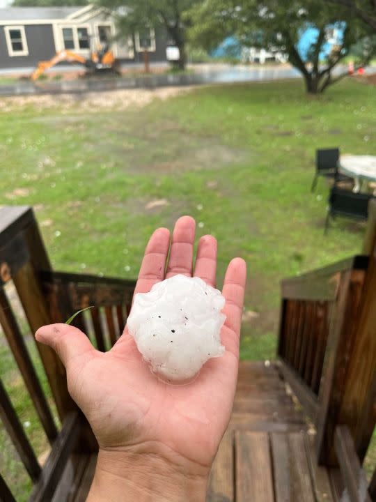 Hail that fell in the Horseshoe Bay area on April 9, 2024. (Courtesy: Guadalupe Sanchez)