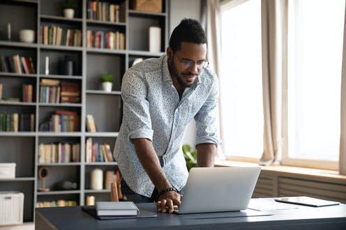 <span class="caption">For people with type 2 diabetes, prolonged sitting has been linked with higher blood sugar levels.</span> <span class="attribution"><a class="link " href="https://www.shutterstock.com/image-photo/pleasant-handsome-millennial-african-american-hipster-1660489738" rel="nofollow noopener" target="_blank" data-ylk="slk:fizkes/ Shutterstock;elm:context_link;itc:0;sec:content-canvas">fizkes/ Shutterstock</a></span>