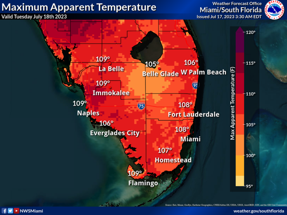 A heat advisory for Miami-Dade and Broward counties was extended through 7 p.m. July 18, 2023.