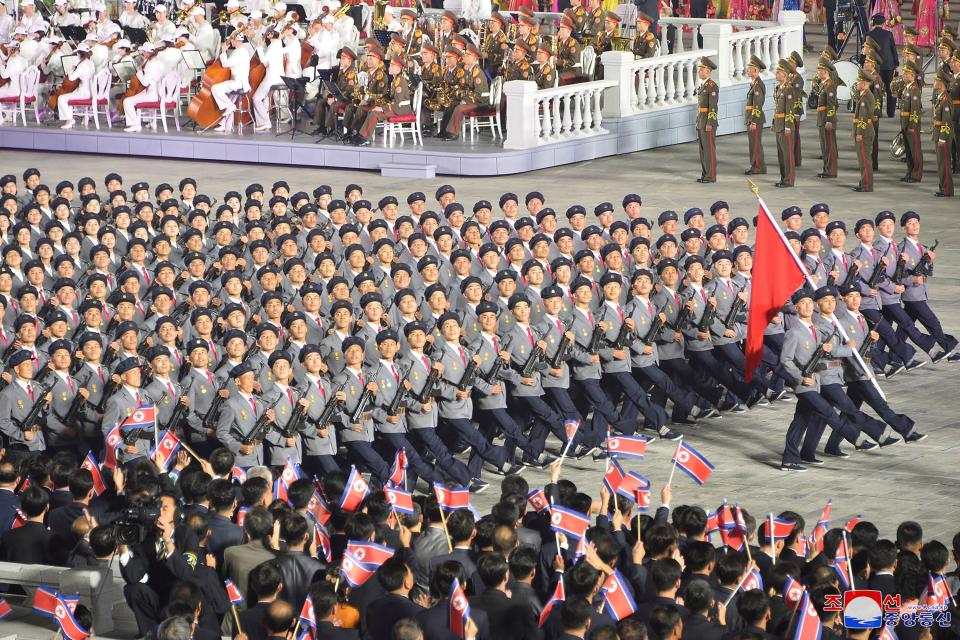 North Korean troops during the parade.