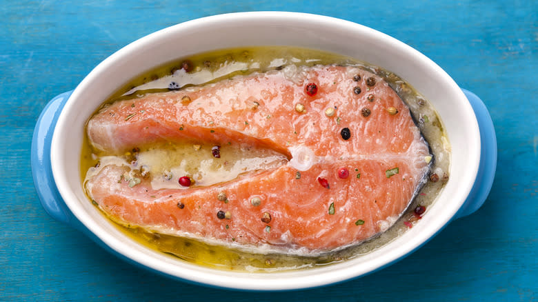 Marinating salmon