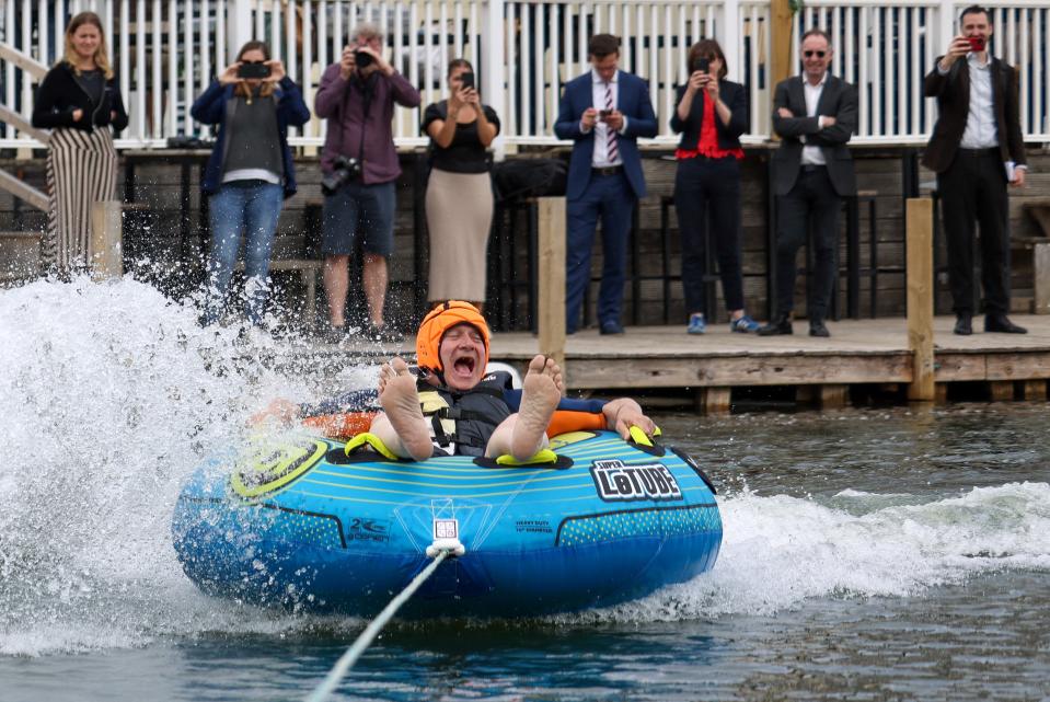 Ed Davey carried out his second stunt of the day (REUTERS)