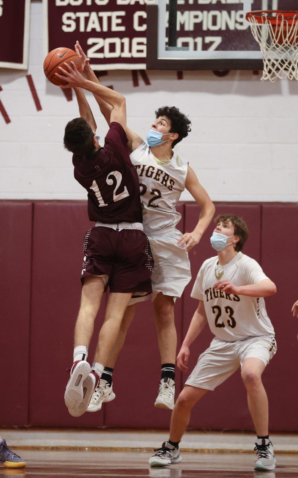 Nate Sama, right, came up big for Tiverton as the Tigers won their first game of the season over the weekend.