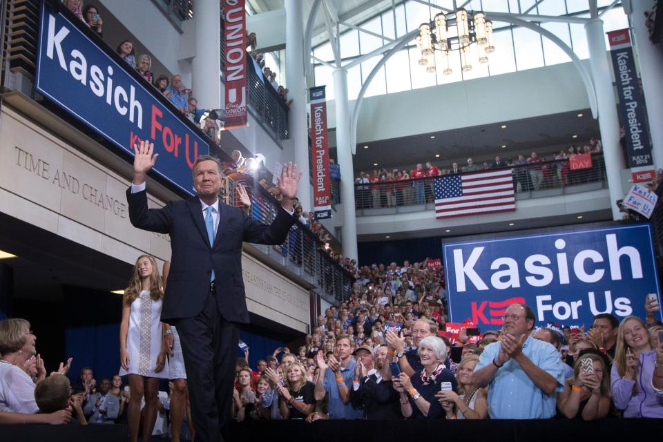 Former Ohio Gov. John Kasich formally announced his presidential candidacy at Ohio State University's Ohio Union on July 21, 2015. During the search for a new Ohio State president this year, several people nominated him for the top spot.