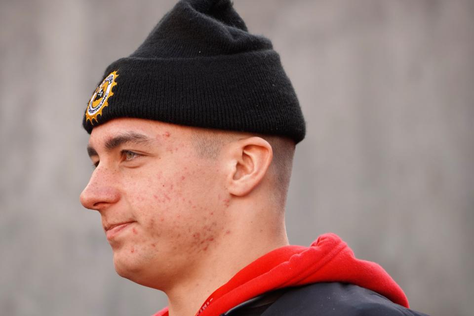 Recruit Garrett Stover visits Ohio Stadium during the Ohio State, Michigan game.