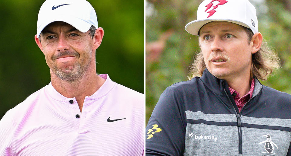 Pictured left Rory McIlroy and right Cameron Smith