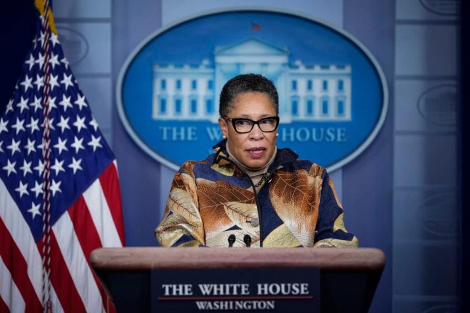 Secretary of Housing and Urban Development Marcia Fudge speaks during the daily press briefing at the White House on March 18, 2021 in Washington, DC. (Photo by Drew Angerer/Getty Images)