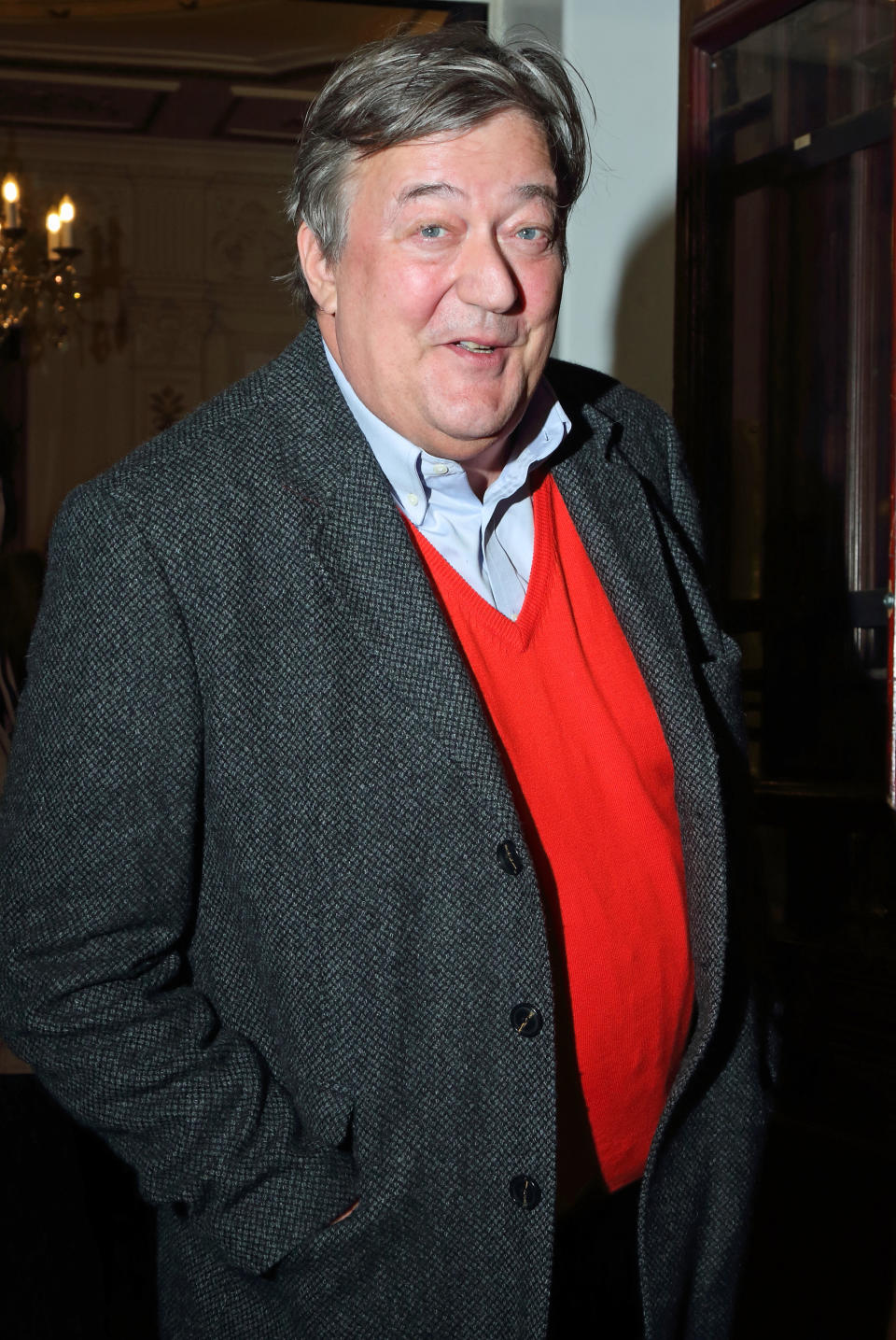 LONDON, UNITED KINGDOM - 2018/12/04: Stephen Fry at the True West Press Night at the Vaudeville Theatre. (Photo by Keith Mayhew/SOPA Images/LightRocket via Getty Images)