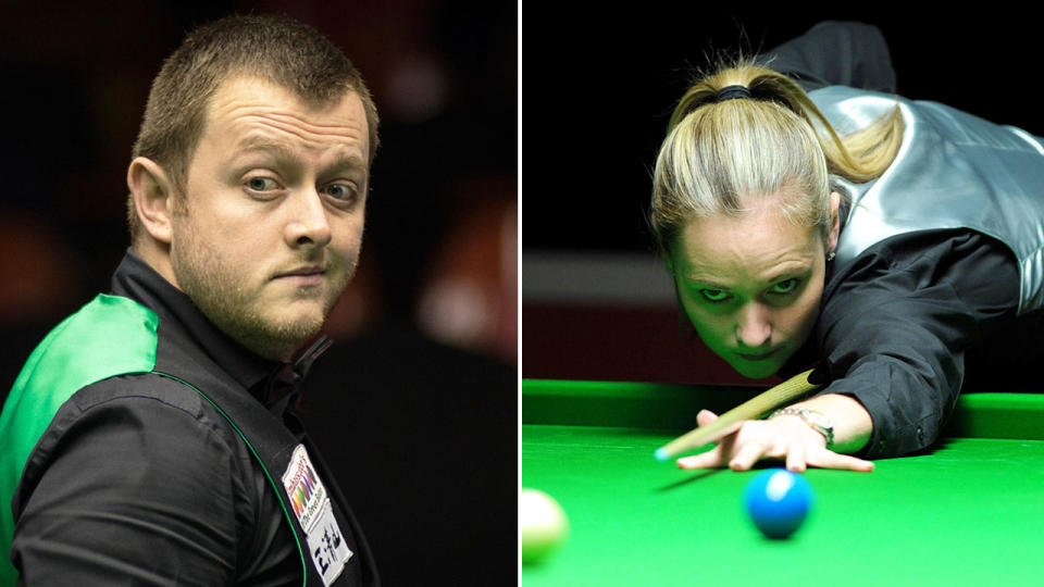 Seen here, Ex-couple Mark Allen and Reanne Evans playing snooker.