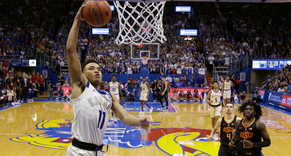 Freshman Devon Dotson had a big first half in Kansas' victory over Oklahoma State on Saturday. (AP)