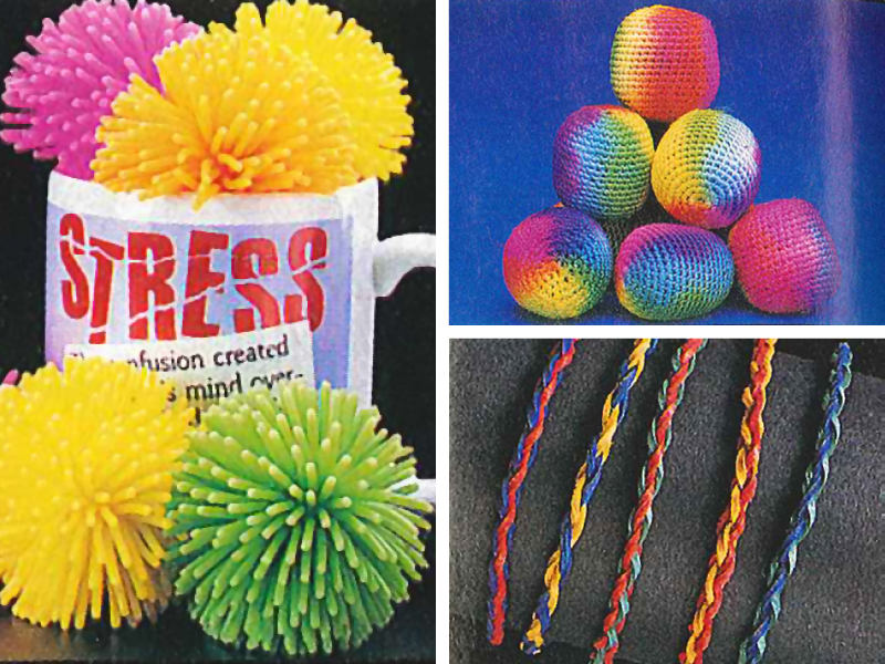 Koosh balls, knitted kick balls, and friendship bracelets were all items you could buy from Oriental Trading. (Photo: Courtesy of Oriental Trading)