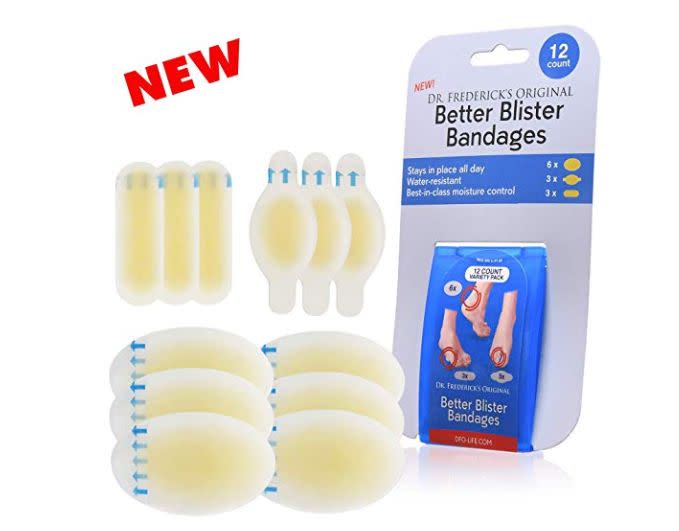If you get all kinds of blisters in all kinds of places, <a href="https://amzn.to/3hjeYwV" target="_blank" rel="noopener noreferrer">this multi-pack of pads in different sizes and shape</a>s will do the trick. All of the bandages are waterproof, so they can be used to treat and hell blisters once you have one, and prevent them in the first place. <a href="https://amzn.to/3hjeYwV" target="_blank" rel="noopener noreferrer">Get them on Amazon</a>.