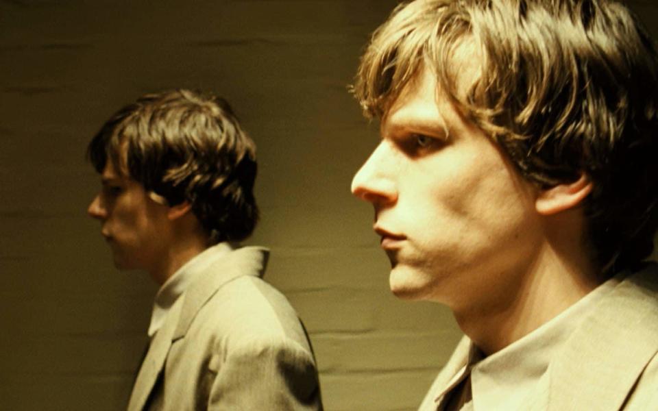 Jesse Eisenberg and Jesse Eisenberg in The Double - Credit: YouTube/Screengrab