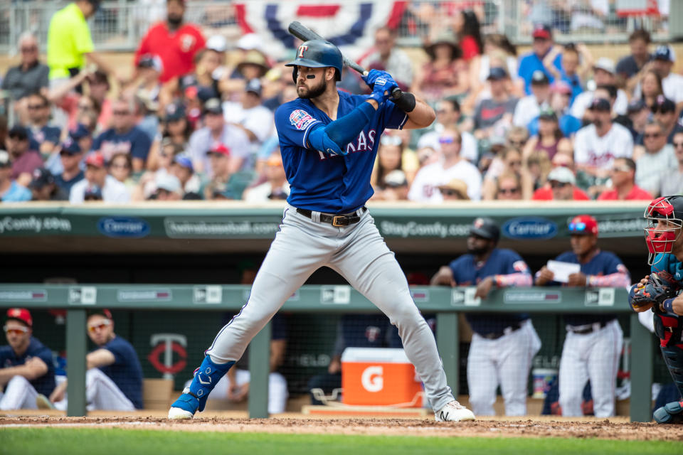 MINNEAPOLIS, MN - JULY 06: Joey Gallo #13 of the Texas Rangers bats against the Minnesota Twins on July 6, 2019 at the Target Field in Minneapolis, Minnesota. The Twins defeated the Rangers 7-4. (Photo by Brace Hemmelgarn/Minnesota Twins/Getty Images)