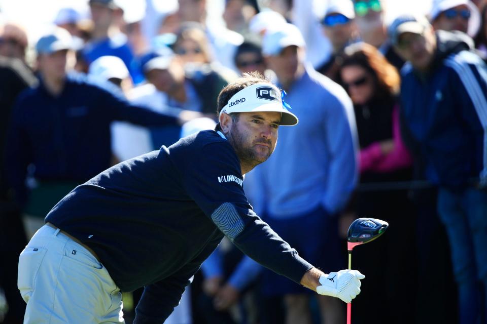 Bubba Watson watches his drive on No. 1 of the Players Stadium Course Sunday, March 13, 2022, at TPC Sawgrass in Ponte Vedra Beach.