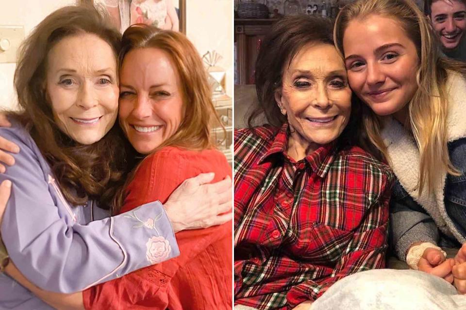 <p>Tayla Lynn Instagram ; Loretta Lynn Instagram</p> Loretta Lynn with her granddaughter Tayla Lynn. ; Loretta Lynn with her granddaughter Emmy Russell during Christmas time.