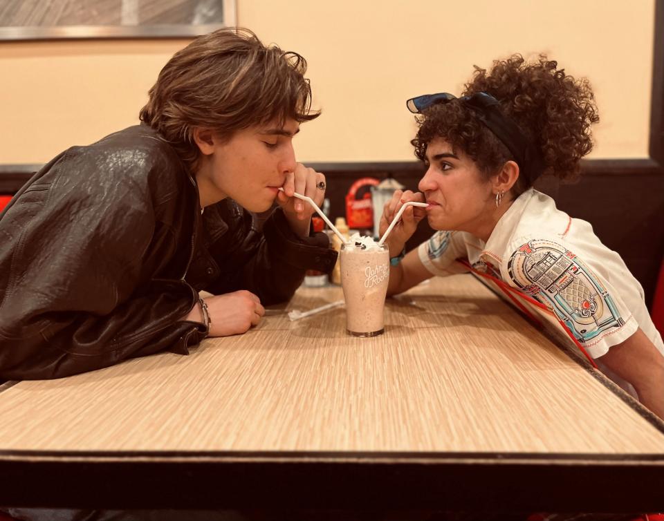 Sawyer Ploski as Kenickie and Emma Van Dorpe as Rizzo in Nyack High School's production of "Grease," with performances at 7:30 p.m., March 22; 1:30 and 7:30 p.m., March 23.