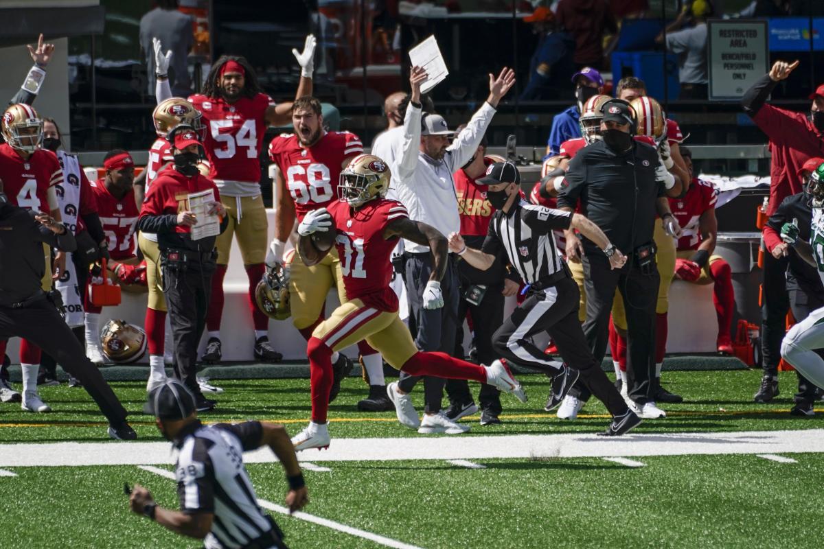 49ers' Raheem Mostert breaks NFL record for fastest run with 80-yard  touchdown