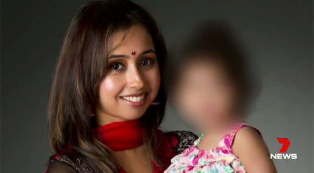 Tasmin Bahar and her three-year-old child. Source: 7News