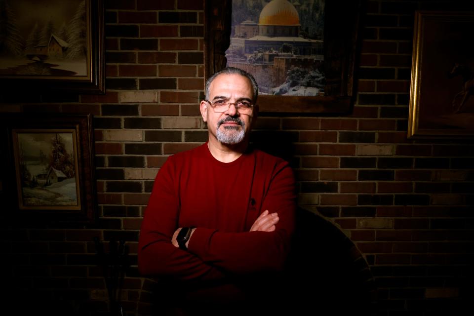 Khalid Turaani, the Michigan co-chair of the Abandon Biden campaign, inside his West Bloomfield home on Feb. 8, 2024.