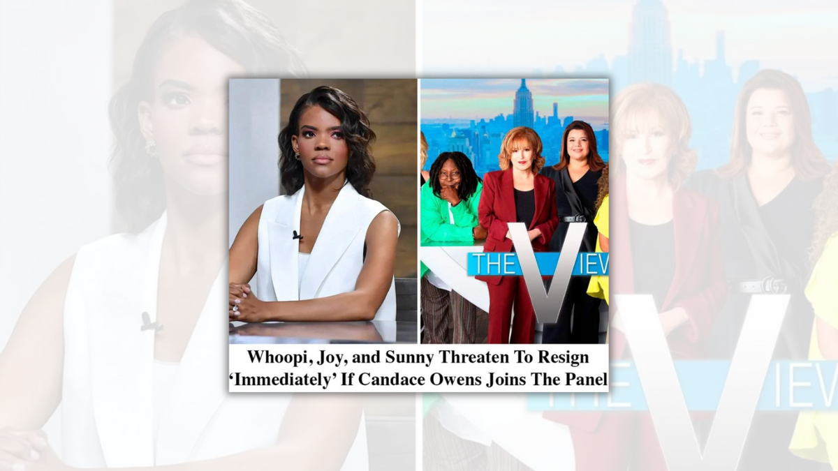 A Black woman is pictured next to three woman, two who are white and one who is Black. You can see one person is cut off on either side of the three women. "The View" is written overtop of the women. Below, it says, 