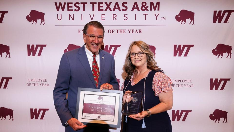 Amy Newton, a five-year WT veteran and senior administrative associate in the Department of Agricultural Sciences in the Paul Engler College of Agriculture and Natural Sciences, was named West Texas A&M University Employee of the Year.