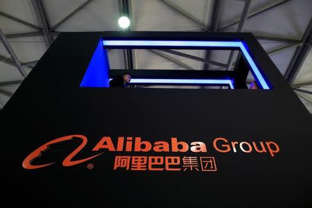 A sign of Alibaba Group is seen at CES (Consumer Electronics Show) Asia 2016 in Shanghai, China, May 12, 2016. REUTERS/Aly Song/Files