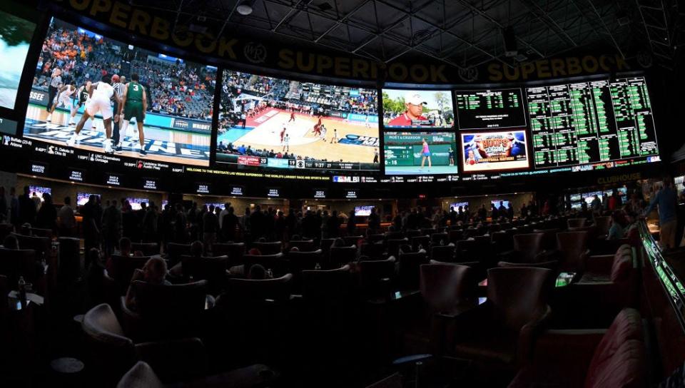 Guest attend viewing part for men's NCAA Tournament inside Sports SuperBook at the Westgate Las Vegas Resort.