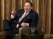 Gambling giant Las Vegas Sands Corp's Chief Executive Sheldon Adelson speaks during an interview with Reuters in Macau, China December 18, 2015. REUTERS/Tyrone Siu