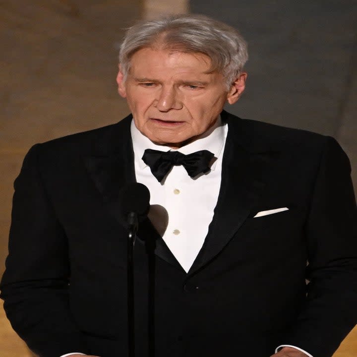 Harrison Ford presents at the Oscars