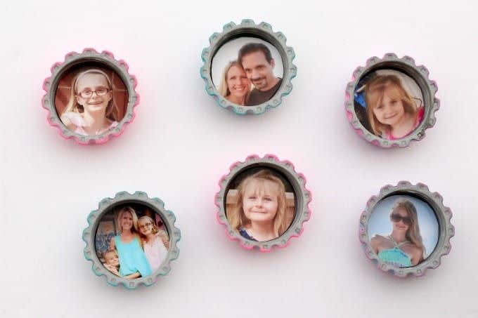 Bottle Cap Photo Magnets