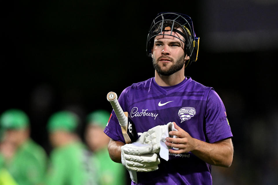 Caleb Jewell, pictured here in action for the Hobart Hurricanes against Melbourne Stars.