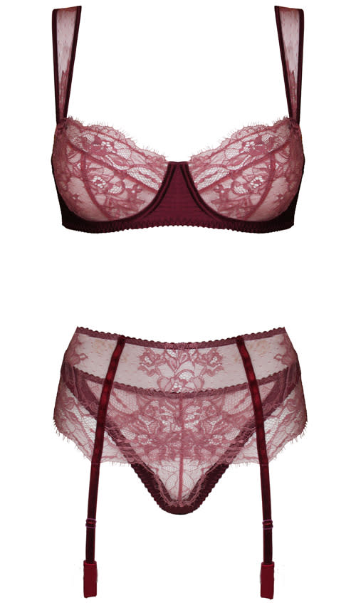 <a href="http://www.foxandrose.com/shop/shop-by-designer/fleur-of-england/berry-kiss-bra.html#" rel="nofollow noopener" target="_blank" data-ylk="slk:Fox & Rose Berry Kiss balcony Bra, £45;elm:context_link;itc:0;sec:content-canvas" class="link "><b>Fox & Rose Berry Kiss balcony Bra, £45</b></a>