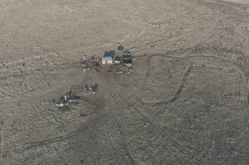 An aerial view shows the Jewish settler outpost of Maoz Ester in the Israeli-occupied West Bank,