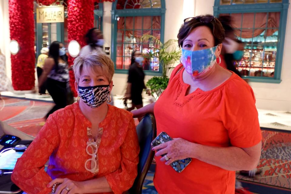 Sharon Grooms, right, came to Las Vegas for her first "girls trip" since getting the COVID-19 vaccine in January.