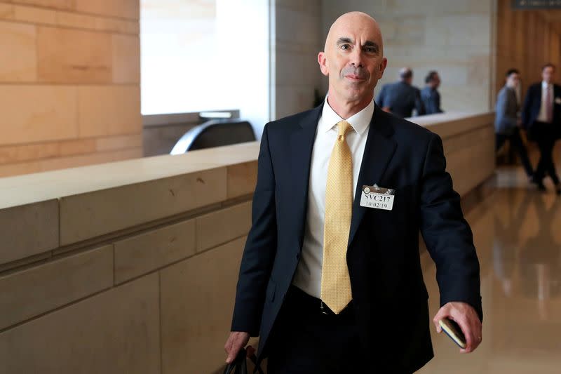 FILE PHOTO: U.S. State Department Inspector General Linick departs after briefing House and Senate Intelligence committees at the U.S. Capitol in Washington