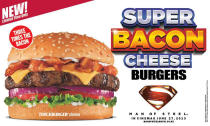 <b>Hardee's/Carl's Super Bacon Cheeseburger for 'Man Of Steel'</b><br> In TV spots tied into the release of "Man of Steel," Superman repeatedly crashed into the pavement while construction workers took a break from repairing the damage. Turns out they were doing some damage of their own: The hard hats were dining on Super Bacon Cheeseburgers (from Hardee's on the East Coast or Carl's Jr. on the West Coast), a burger that piles on six slices of bacon. This particular snack packs a whopping 830 calories, with 52 grams of fat. Maybe that kind of diet flies on Krypton, but it certainly has its consequences here on Earth.