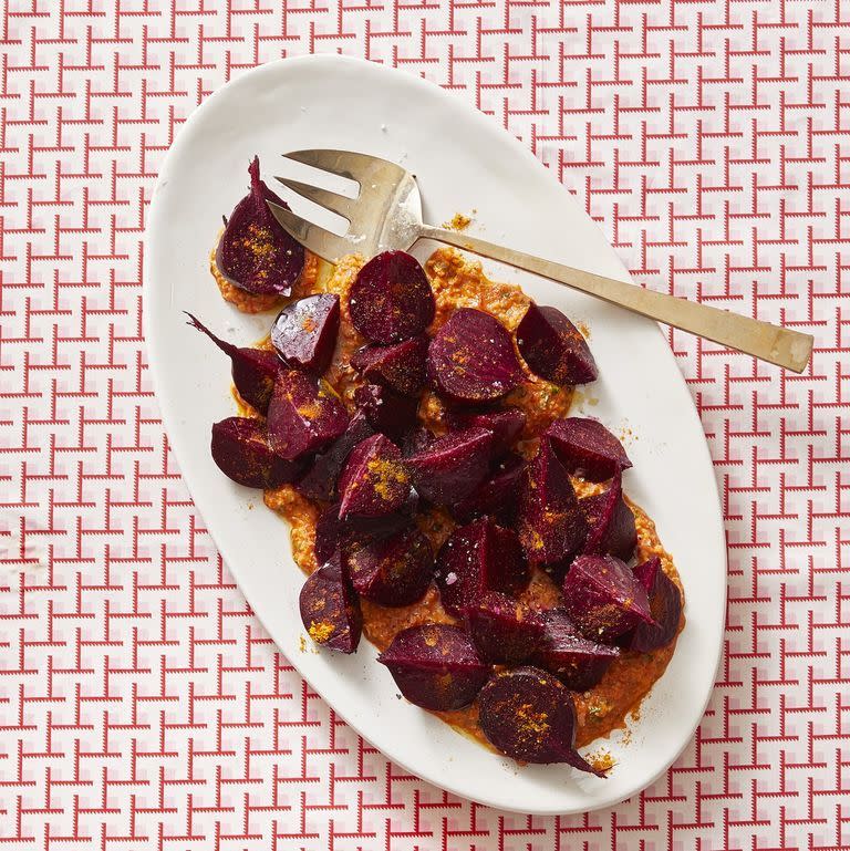 Turmeric-Roasted Beets With Orange Bell Pepper Romesco