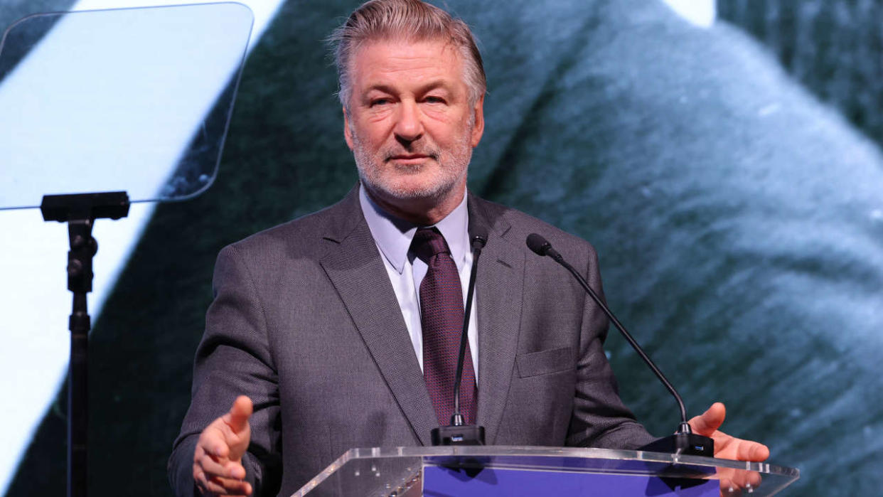 NEW YORK, NEW YORK - DECEMBER 06: Alec Baldwin speaks onstage at the 2022 Robert F. Kennedy Human Rights Ripple of Hope Gala at New York Hilton on December 06, 2022 in New York City.   Mike Coppola/Getty Images for 2022 Robert F. Kennedy Human Rights Ripple of Hope Gala/AFP (Photo by Mike Coppola / GETTY IMAGES NORTH AMERICA / Getty Images via AFP)