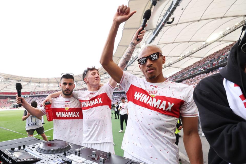 Stuttgart players celebrated with the fans after finishing second (Getty Images)
