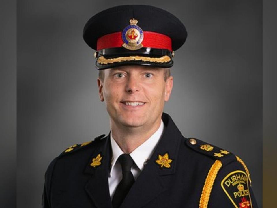 The charge against Dean Bertrim is a violation of the police code of conduct and not a criminal one. The Durham Regional Police Services Board announced the charge in a news release Friday afternoon. (@846_Bertrim/Twitter - image credit)