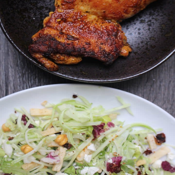 Shawarma Chicken Thighs and a salad.