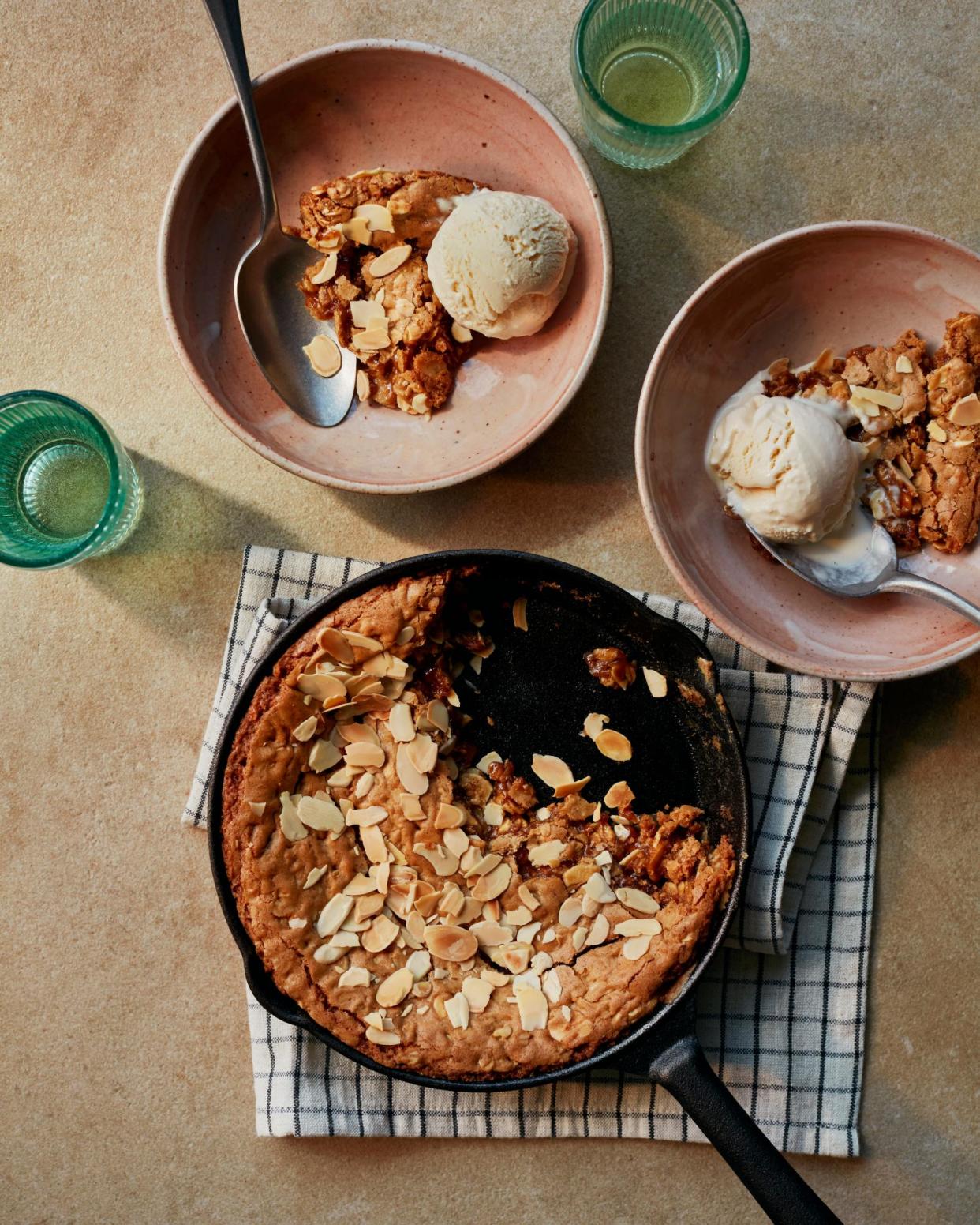 <span>Benjamina Ebuehi’s giant oat and almond cookie.</span><span>Photograph: Laura Edwards/The Guardian. Food styling: Benjamina Ebuehi. Prop styling: Anna Wilkins. Food styling assistant: Lara Cook.</span>