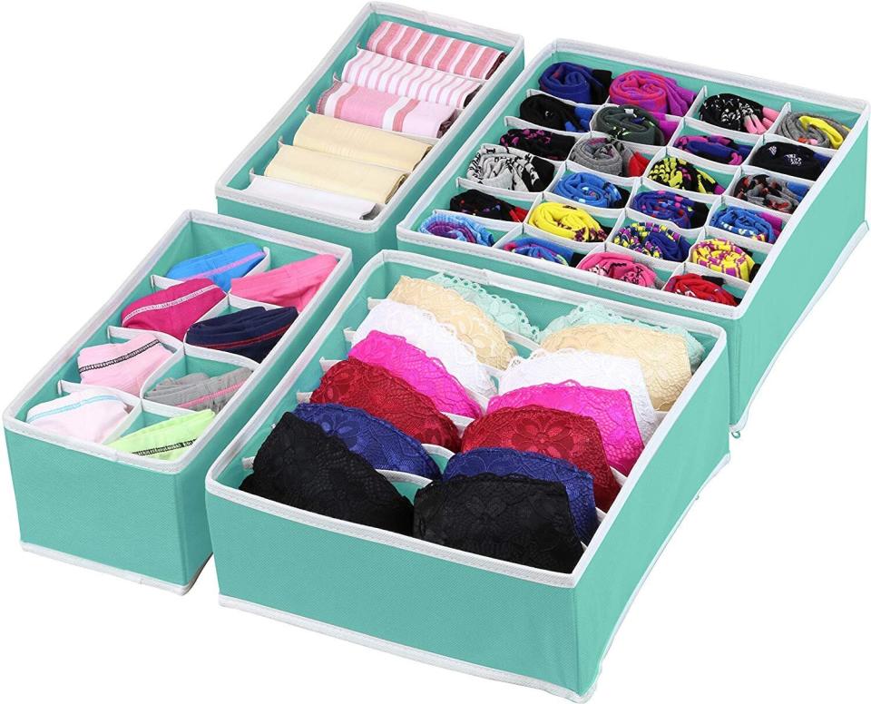 Don't forget about your undies&nbsp;&mdash; this four-pack organizer will support all your bras. <a href="https://amzn.to/2J3REUQ" target="_blank" rel="noopener noreferrer">Find it for $15 at Amazon</a>.