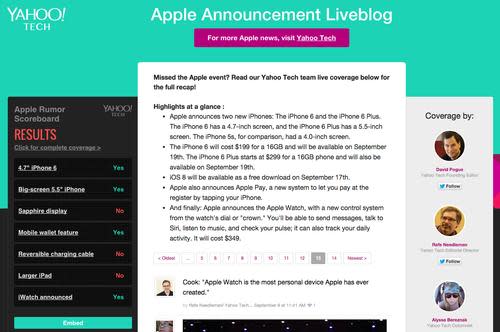 Yahoo Tech's Apple announcement liveblog