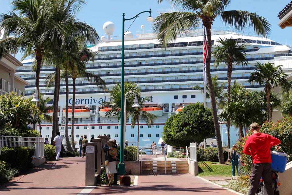 Carnival Conquest docked in Key West, Florida.