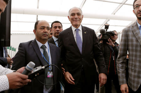 Moroccan Foreign Minister and President of COP22 Salaheddine Mezouar smiles as he arrives at the UN World Climate Change Conference 2016 (COP22) in Marrakech, Morocco, November 18, 2016. REUTERS/Youssef Boudlal