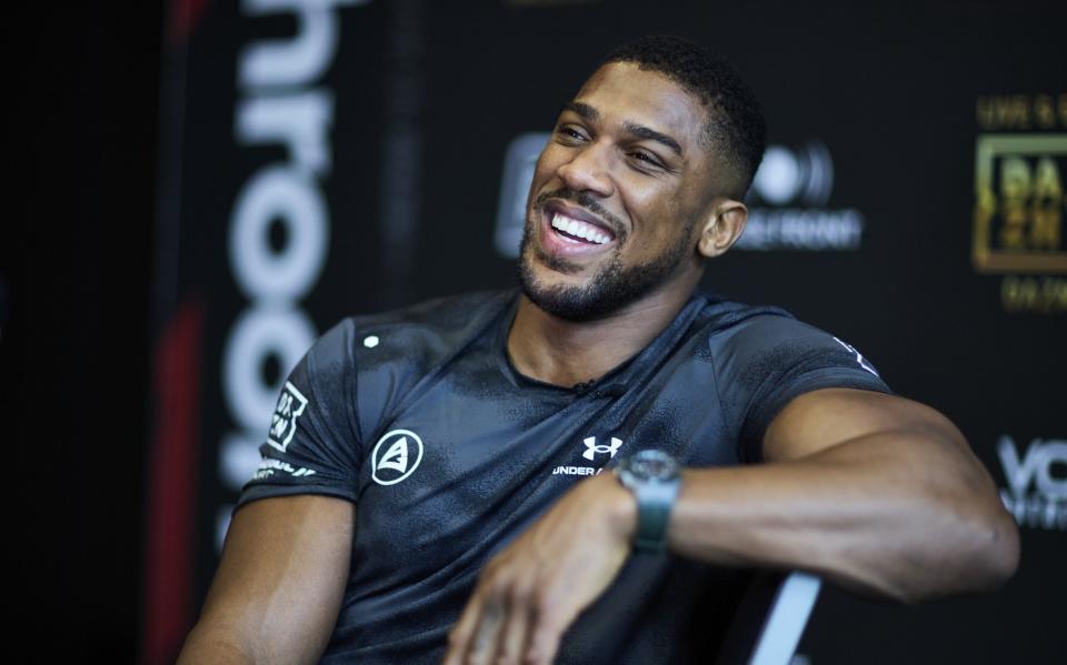 Anthony Joshua at his pre-fight press conference - Anthony Joshua opponent revealed after Dillian Whyte failed doping test